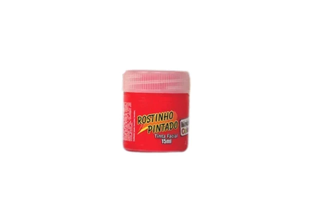 TINTA FACIAL LÍQUIDA METÁLICA 15ML VERMELHO METALLIC COLORS  - ROSTINHO PINTADO 8005