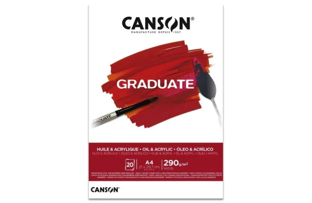 BLOCO GRADUATE ÓLEO E ACRÍLICO A4 290G/M² 20 FOLHAS -CANSON