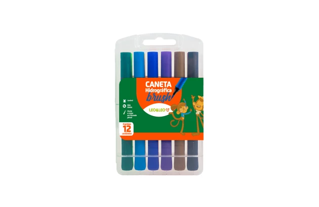 CANETA HIDROFRÁFICA BRUSH 12 CORES LEO&LEO – 4689