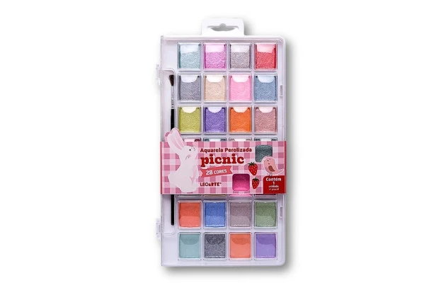AQUARELA PEROLIZADA 28 CORES PICNIC LEOARTE - 72406