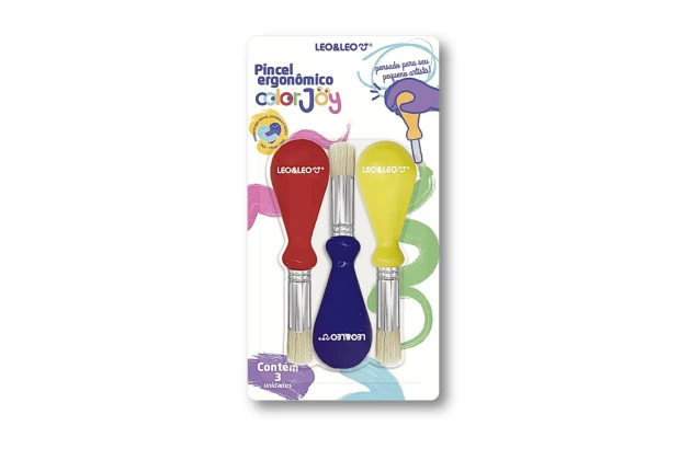 PINCEL ERGONÔMICO PONTA REDONDA COLOR JOY 3 UND INCLUSÃO LEO&LEO 10239