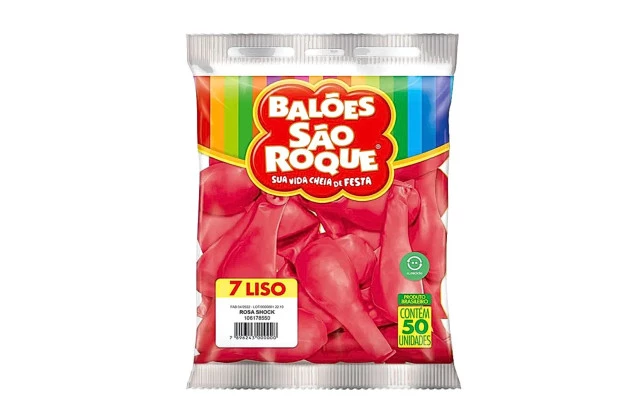 BALÃO LISO 7 POLEGADAS ROSA SHOCK 50 UNDS SÃO ROQUE
