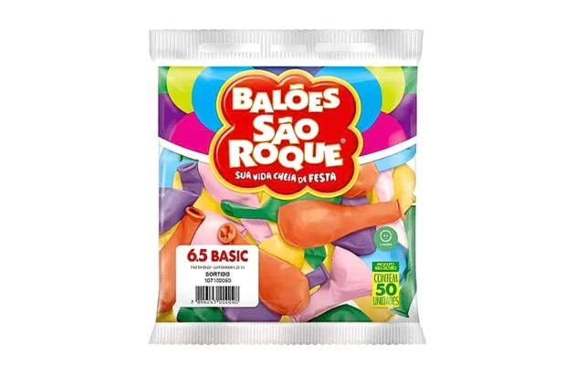 BALÃO LISO 6.5 POLEGADAS SORTIDO 50 UNDS SÃO ROQUE
