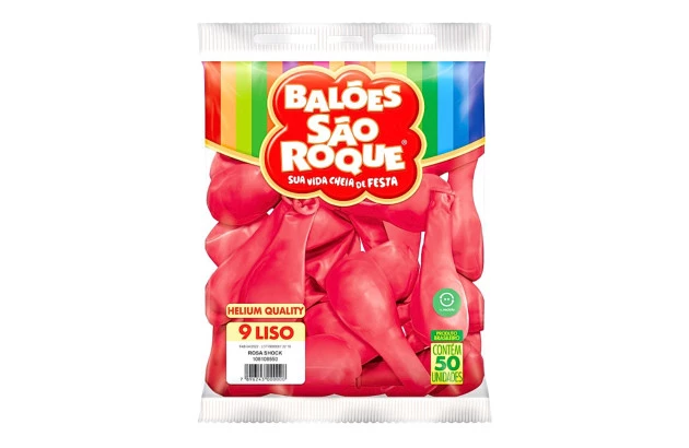 BALÃO LISO 9 POLEGADAS ROSA SHOCK HELIUM QUALITY 50 UNDS SÃO ROQUE