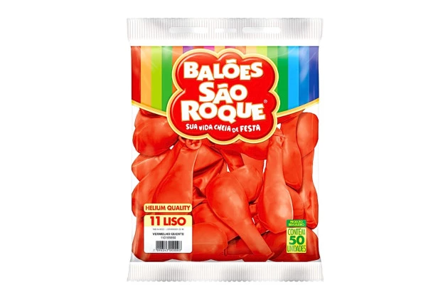 BALÃO LISO 11 POLEGADAS VERMELHO QUENTE HELIUM QUALITY 50 UNDS SÃO ROQUE