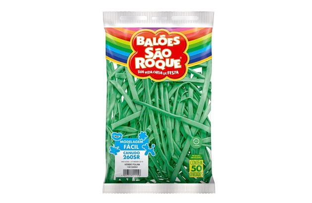 BALÃO CANUDO 260SR VERDE FOLHA 50 UNDS SÃO ROQUE