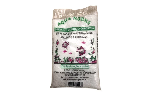 AREIA DE QUARTZO COLORIDA PARA AQUÁRIO BRANCA 950G TERRA NOBRE