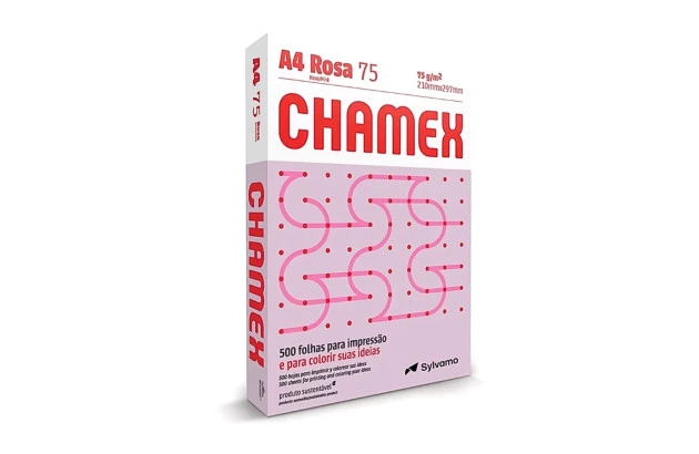 PAPEL SULFITE A4 ROSA 75G /M² COM 500 FOLHAS 210X297 MM - RESMA CHAMEX