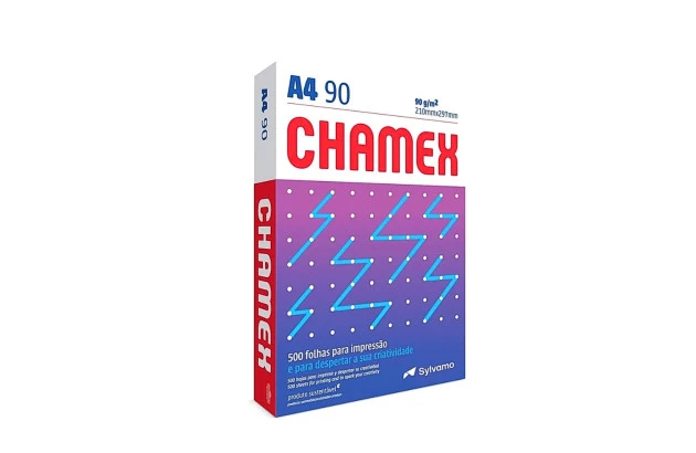 PAPEL SULFITE A4 SUPER BRANCO 90G /M² COM 500 FOLHAS 210X297 MM - RESMA CHAMEX