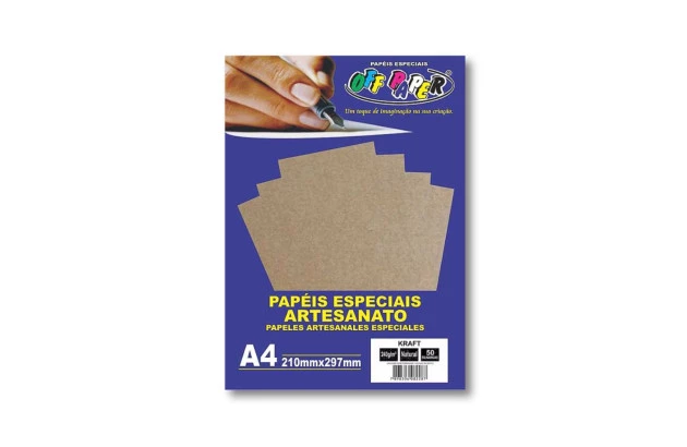 PAPEL KRAFT NATURAL A4 240G 50 FOLHAS OFF PAPER