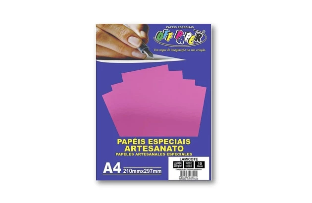 PAPEL LAMICOTE ROSE GOLD A4 250G PACOTE COM 10 FOLHAS OFFPAPER