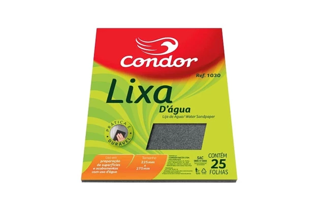 LIXA DAGUA GRÃO 120 225X275 MM CONDOR - FOLHA