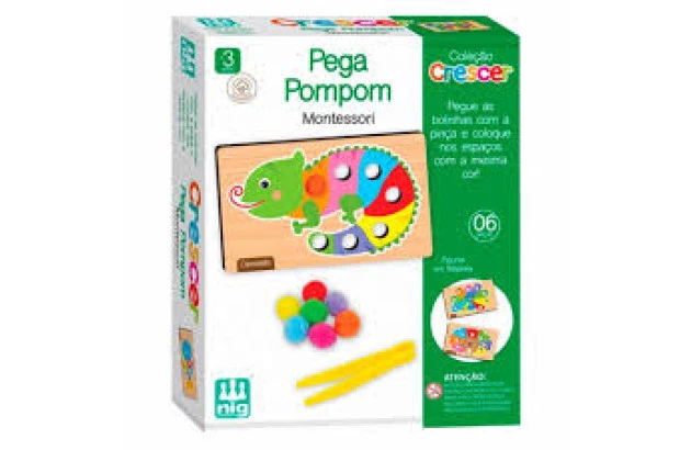 BRINQUEDO EDUCATIVO PEGA POMPOM EM MADEIRA | MONTESSORI - LINHA INCLUSIVA