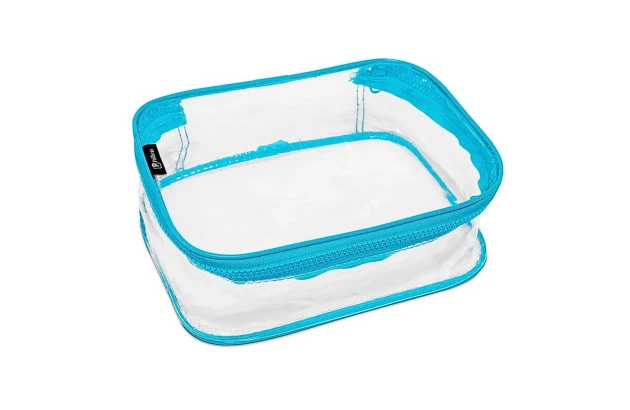 ESTOJO BOX ORGANIZADOR COLORS AZUL PVC CRISTAL 23X18X5CM