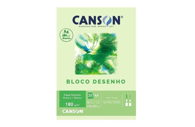 BLOCO DESENHO CANSON A4 180G/M² BRANCO 20 FOLHAS