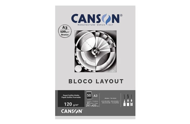 BLOCO LAYOUT CANSON A3 120G/M² BRANCO 50 FOLHAS