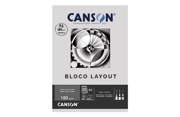 BLOCO LAYOUT CANSON A3 180G/M² BRANCO 20 FOLHAS