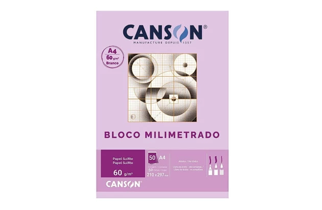 BLOCO SULFITE MILIMETRADO CANSON A4 60G/M² BRANCO 50 FOLHAS