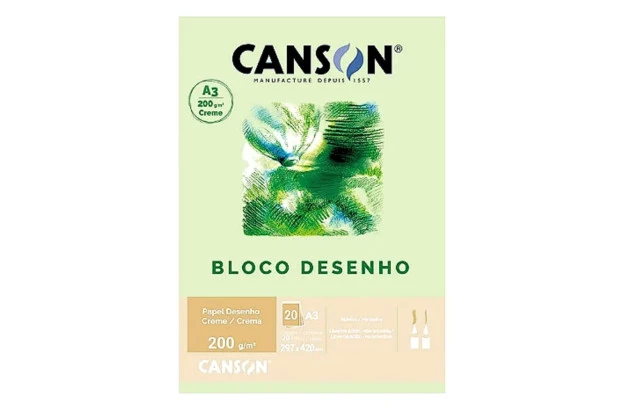 BLOCO DESENHO CANSON A3 200G/M² CREME 20 FOLHAS
