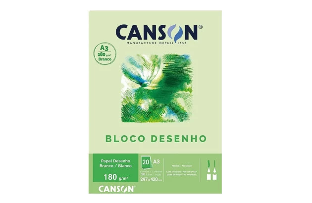 BLOCO DESENHO CANSON A3 180G/M² BRANCO 20 FOLHAS