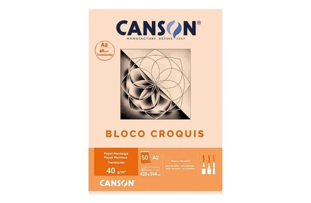 BLOCO CROQUIS MANTEIGA A2 40G/M² 50 FOLHAS TRANSLÚCIDO  – CANSON