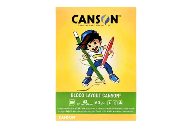BLOCO LAYOUT A3 60G/M² 50 FOLHAS BRANCO – LINHA ESCOLAR CANSON