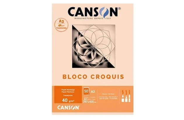 BLOCO CROQUIS MANTEIGA A3 40G/M² 50 FOLHAS TRANSLÚCIDO  – CANSON