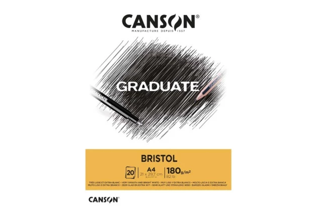 BLOCO GRADUATE BRISTOL A4 180G/ M² 20 FOLHAS BRANCO - CANSON