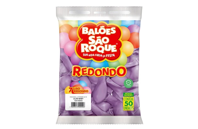 BALÃO LISO 7 POLEGADAS REDONDO LILÁS BABY 50 UNDS SÃO ROQUE
