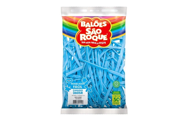 BALÃO CANUDO 260SR AZUL BABY 50 UNDS SÃO ROQUE