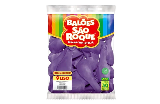 BALÃO LISO 9 POLEGADAS ROXO UVA HELIUM QUALITY 50 UNDS SÃO ROQUE