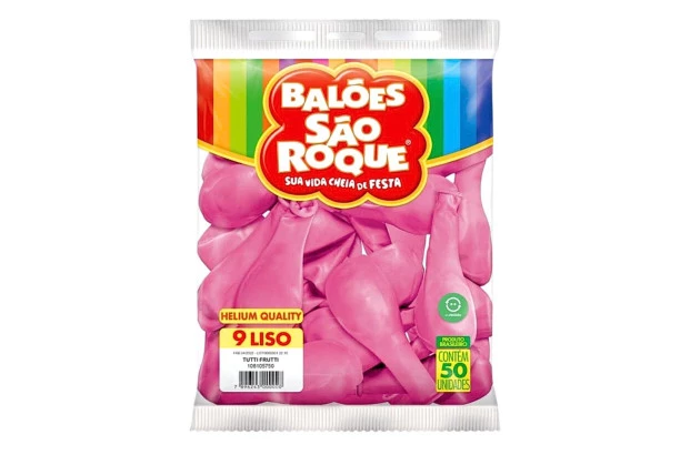 BALÃO LISO 9 POLEGADAS ROSA TUTTI FRUIT HELIUM QUALITY 50 UNDS SÃO ROQUE