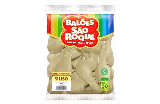 BALÃO LISO 9 POLEGADAS AREIA HELIUM QUALITY 50 UNDS SÃO ROQUE