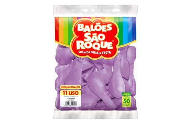BALÃO LISO 11 POLEGADAS REDONDO LILÁS BABY HELIUM QUALITY 50 UNDS SÃO ROQUE
