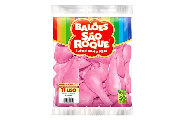 BALÃO LISO 11 POLEGADAS REDONDO ROSA BABY HELIUM QUALITY 50 UNDS SÃO ROQUE