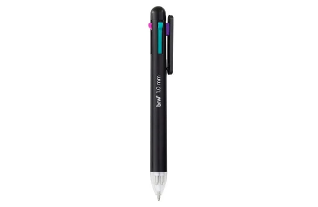 CANETA ESFEROGRÁFICA 1.0 4 CORES NEON RETRATIL | AZUL CLARO/ VERDE/ ROSA/ ROXO - BRW CA0522