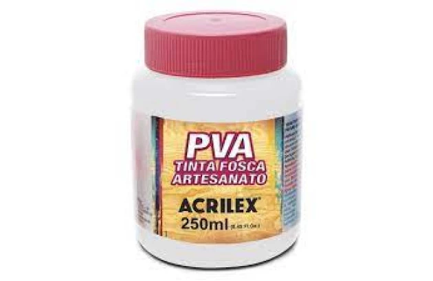 TINTA PVA FOSCA PARA ARTESANATO 250ML BRANCO 519 ACRILEX REF 3225