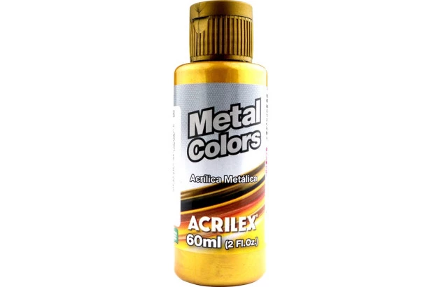 TINTA ACRÍLICA METÁLICA METAL COLORS 60ML DOURADO SOLAR 598 ACRILEX 3660