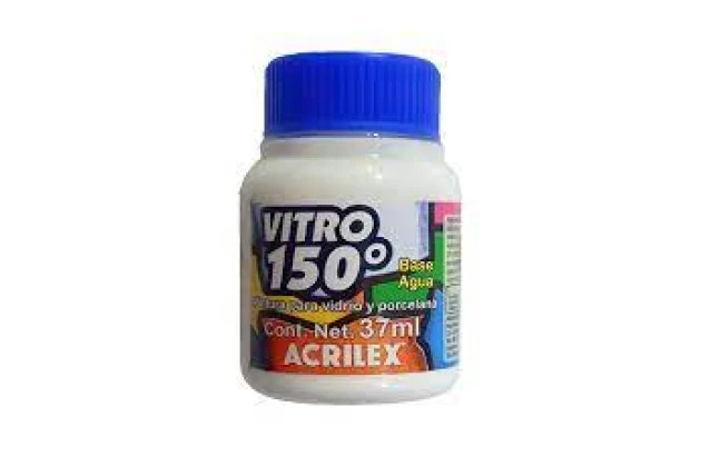 TINTA PARA VIDRO E PORCELANA VITRO 150° BASE DE ÁGUA 37ML BRANCO 519 ACRILEX 1140