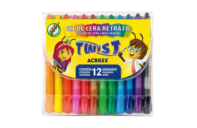 GIZ DE CERA RETRÁTIL 12 CORES TWIST ACRILEX 9010