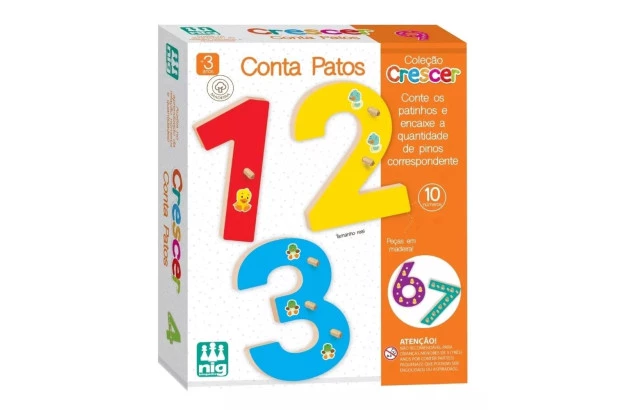 BRINQUEDO EDUCATIVO CONTA PATOS EM MADEIRA | LINHA INCLUSIVA - MONTESSORI
