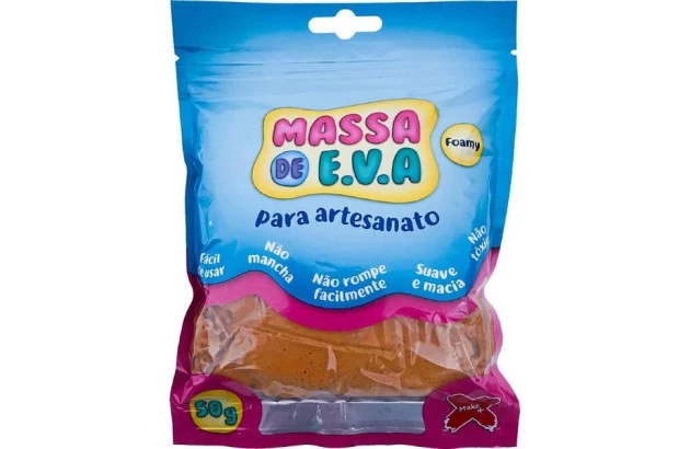 MASSA DE EVA LISA 50G MARROM FOAMY | PARA MODELAGEM - MAKE+ 13005