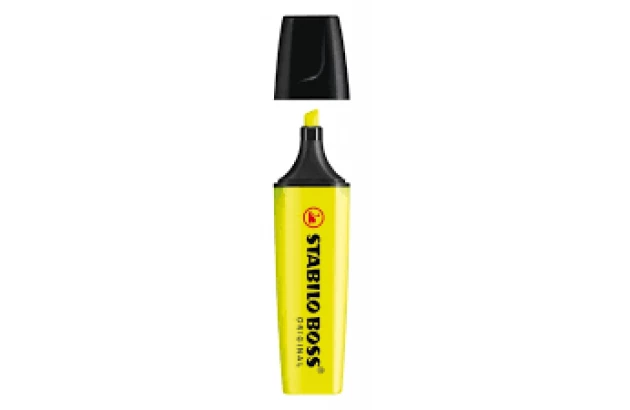 MARCA TEXTO STABILO BOSS AMARELO 70/24 CHANFRADO TRAÇO 2 A 5MM CORES VIBRANTES