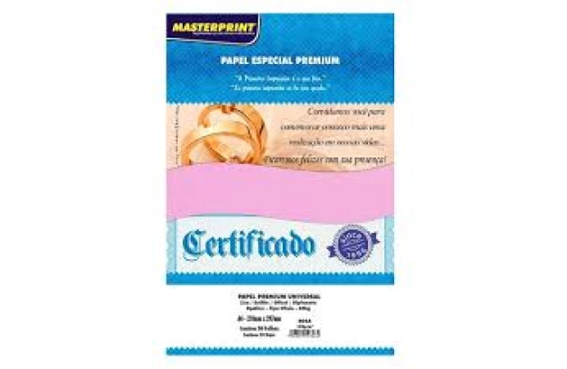 PAPEL PREMIUM DIPLOMATA LISO 180G ROSA A4 50F - MASTERPRINT