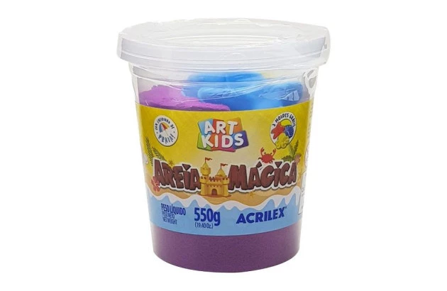 AREIA MÁGICA DIVERTIDA 550G ROXO 106 - ACOMPANHA 3 MOLDES | ACRILEX 5950