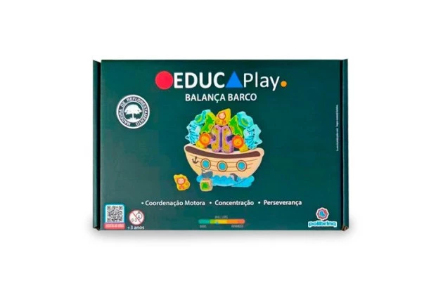 BRINQUEDO EDUCATIVO BALANÇA BARCO  EM MADEIRA +3ANOS - EDUCA PLAY |  LINHA INCLUSIVA