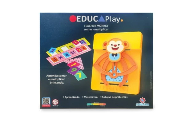BRINQUEDO EDUCATIVO SOMAR E MULTIPLICAR TEACHER MONKEY +3ANOS - EDUCA PLAY | LINHA INCLUSIVA