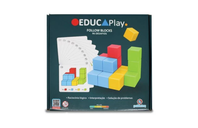 JOGO EDUCATIVO FOLLOW BLOCKS - MONTAR E DESMONTAR 96 DESAFIOS  +3ANOS - EDUCA PLAY | LINHA INCLUSIVA