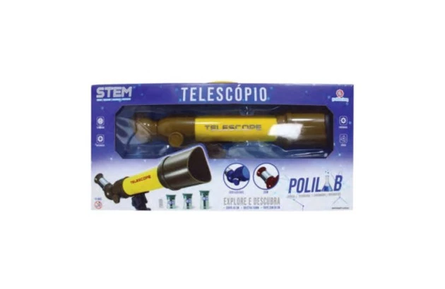 BRINQUEDO TELESCÓPIO 43CM 3 OPÇÃO DE ZOOM  ACOMPANHA TRIPÉ 60CM  +5 ANOS | POLILAB