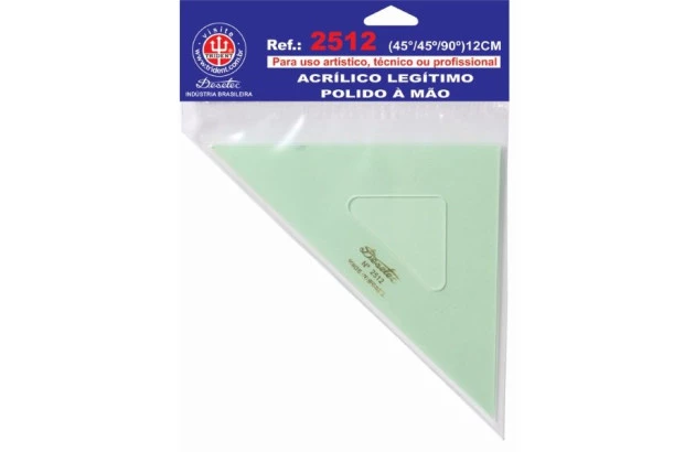 ESQUADRO ACRÍLICO 45° 45° 90° 12CM SEM ESCALA MODELO 2512 - TRIDENT